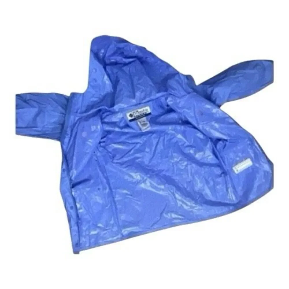 Columbia Youth Rain Jacket Size M Youth Blue Hooded Waterproof Zipper Front